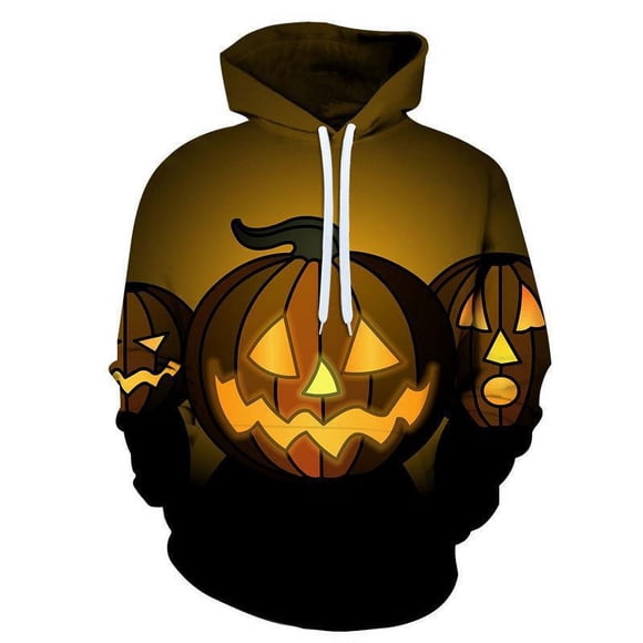 2023 Printemps et Automne Citrouille Halloween Impression Numérique 3D Chandail à Capuchon Décontracté et Tendance pour Hommes et Femmes