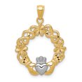 thumbnail image 1 of 14K Yellow Gold Rhodium Claddagh Pendant, 1 of 2