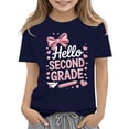 thumbnail image 2 of YunPes Girls Graphic Print T-shirt Hello Second Grade Cute Bow Fashion Short Sleeve Shirt Summer Back to School Clothes, 2 of 4