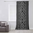 thumbnail image 3 of Black Boho Geometric Semi Sheer Curtains Drapes for Living Room, Bedroom, French Doors Window 84 Inches Long, Vintage Southwestern Stripes Rod Pocket Chiffon Curtain Drapery Voile Draperies Panel, 3 of 6
