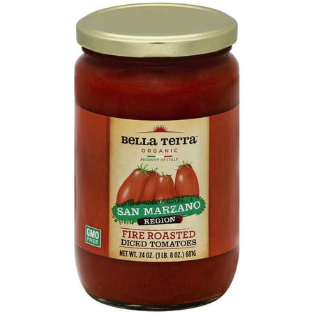 Bella Terra Organic San Marzano Fire Roasted Diced Tomatoes, 24 oz, (Pack of