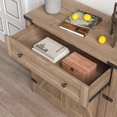thumbnail image 5 of Greenpod Modern Farmhouse Double Barn Door Accent Cabinet, Coffee Bar Cabinet, Buffet Sideboard with Drawer and Adjustable Shelf for Kitchen, Dining Room, Bathroom, Entryway, Tobacco Wood, 5 of 7