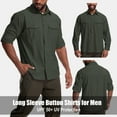 thumbnail image 3 of Asfixiado Mens Safari Shirts Sun Protection Long Sleeve Outdoor Tops Quick Dry Army Green Fishing Hiking Gardening Shirt, 3 of 8