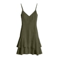 thumbnail image 3 of Oplxuo Women's Spaghetti Strap Linen Mini Dress, Cute Layered Slit Hem Summer Sleeveless Bohemian Vacation Beach Dresses, 3 of 6