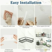 Dznils Adhesive Corner Shower Caddy 5 Pack, Large Capacity No Drilling Wall-Mounted Bathroom Organizer Basket, Gray