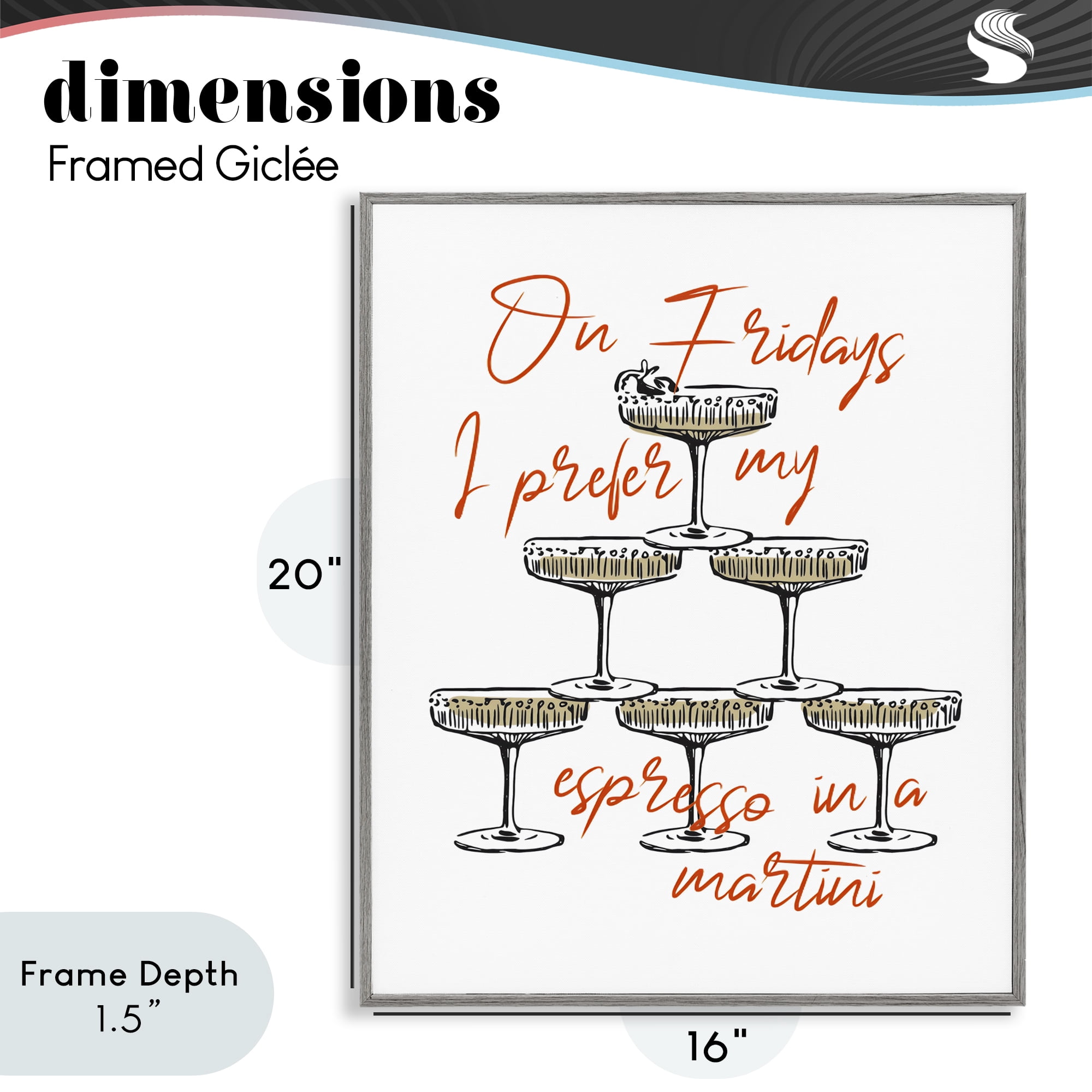 Stupell Industries On Fridays Espresso Martini Gray Framed Giclee Art, design by The Prints Vibe