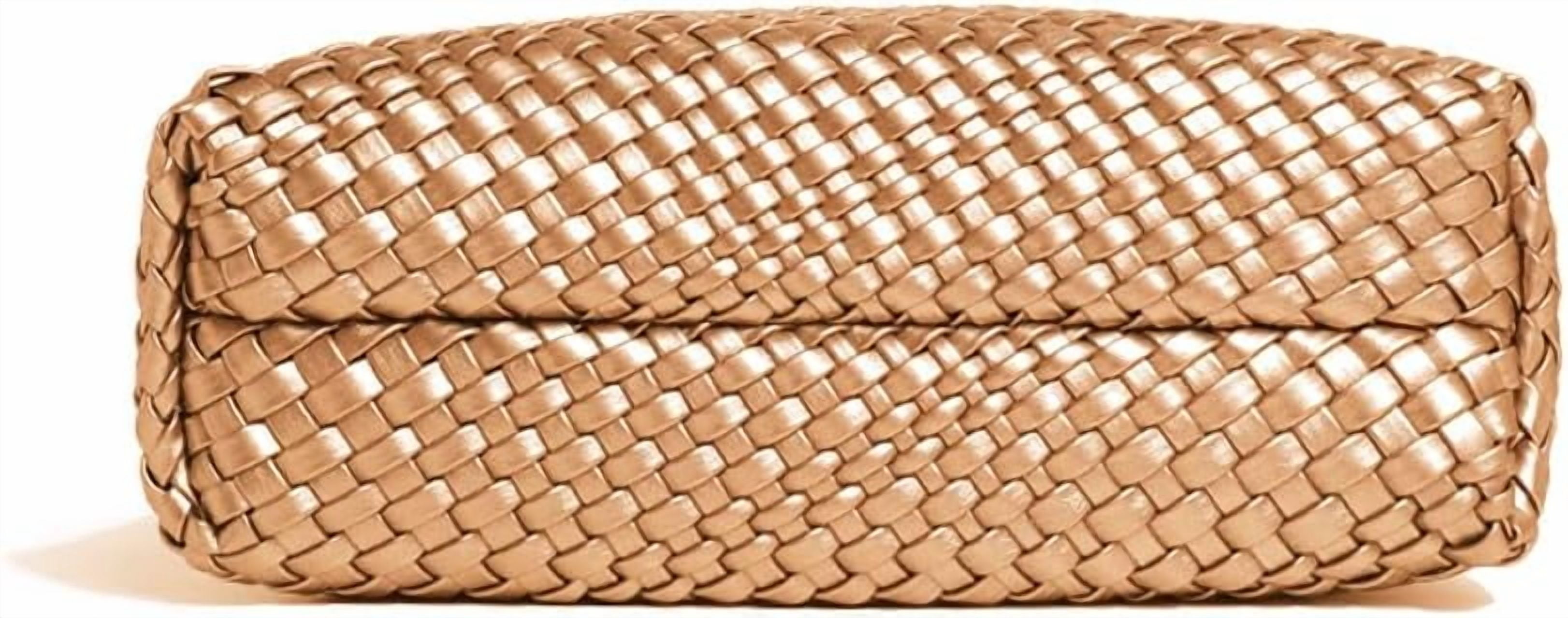 CAILDANL Woven Leather Bags for Women Knoted Women Handbag Designer Shoulder Bucket Purse Handmade Fashion Tote Hobo Bag Small