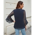 thumbnail image 3 of Blusa VALOLIA Túnica para mujer, corte holgado, azul XXL, 3 of 5