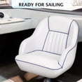 thumbnail image 2 of Folding Backrest Captain Bucket Pontoon Boat Seat, Comfort Cushioned Cabin Chair for Marine Vessel Interior Decoration, White Blue, 2 of 7
