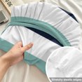 thumbnail image 4 of Twin Sze Fitted Sheet Set - Turquoise Navy Blue Striped 2 Piece Bedding Sets 16" Deep Pocket Fitted Sheet with 1 Pillowcase, Farmhouse Stripe Art Brushed Microfiber Hotel Luxury Bed Sheets, 4 of 9