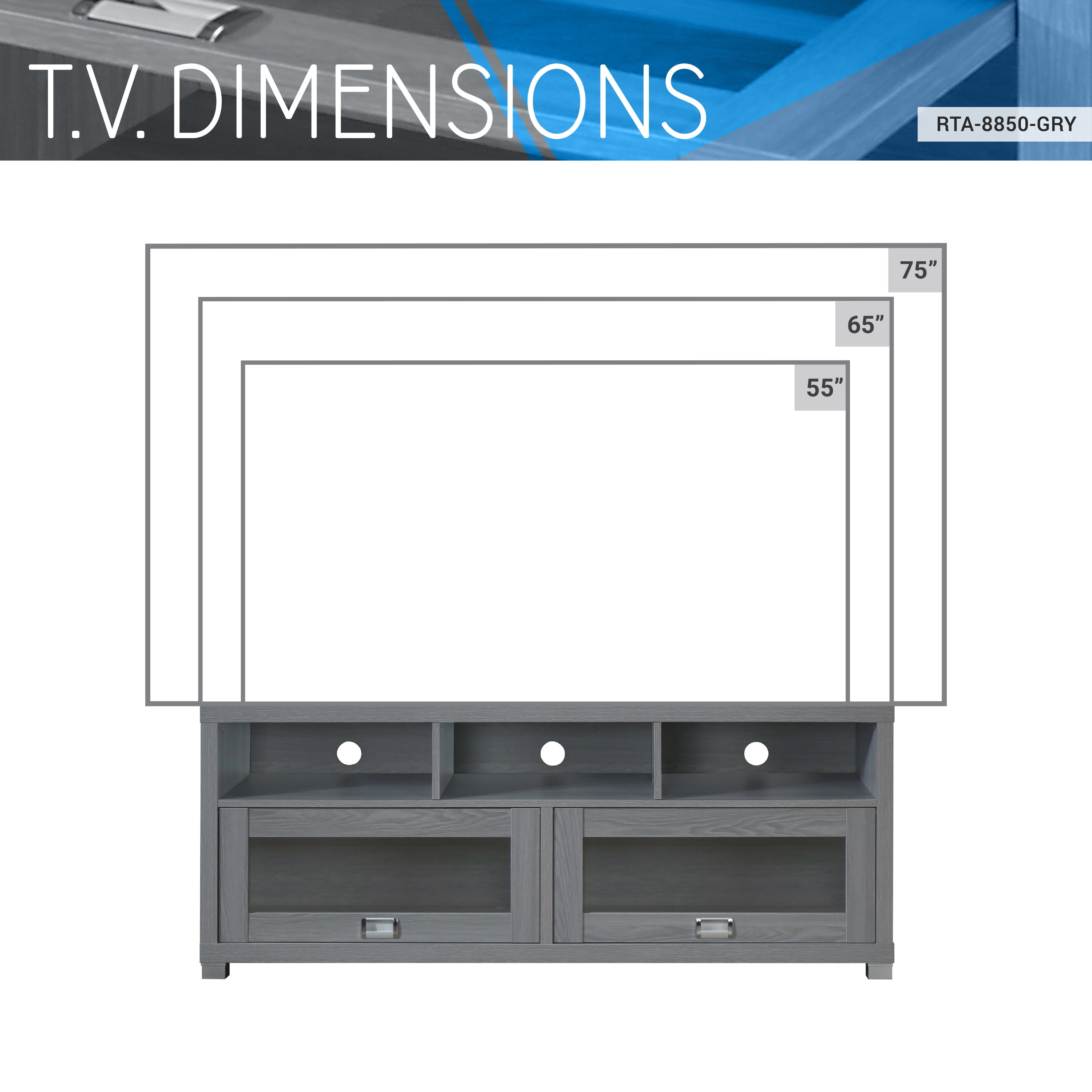 Techni Mobili 58" Durbin TV Stand for TVs up to 75", Black