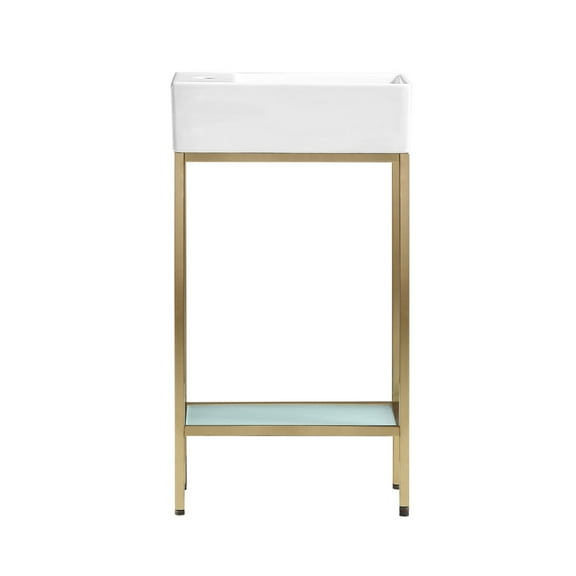 Swiss Madison Pierre 19.5 Single, Freestanding, Open Shelf, Gold Metal Frame Bathroom Vanity