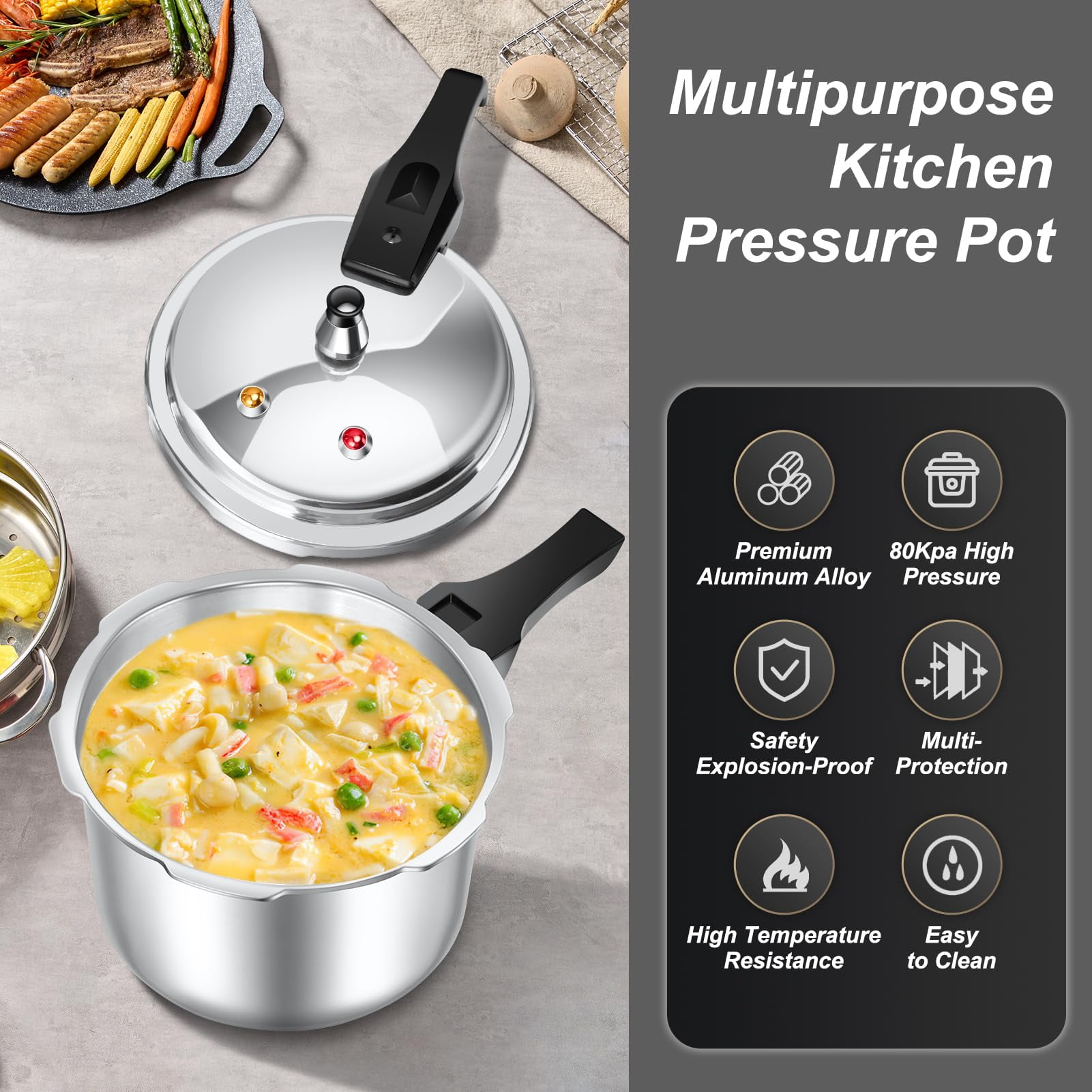 Tebru 3 L Aluminum Stovetop Pressure Cooker