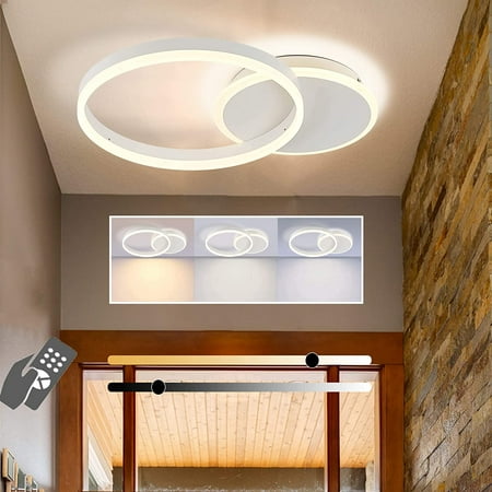 

DTLYH Modern LED Ceiling Light for Kitchen Dimmable Flush Mount Ceiling Light Fixture with Remote Control 2 Rings 3-Color Chandelier Lamp 3000K-6000K for Living Room Dining Room Offi