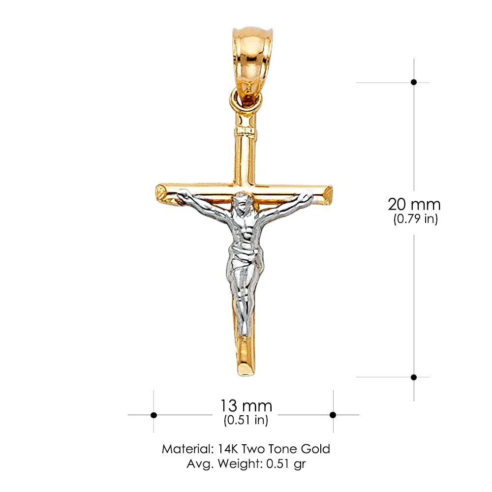 Ioka-14K Two Tone Gold Jesus Crucifix Cross Religious Charm Pendant For Necklace or Chain