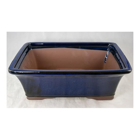 Rectangular Planter Box - Dark Blue Glazed Pot for Cactus & Succulents - 12x9x4 Inch Indoor Outdoor Plant Container with Mesh