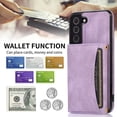 thumbnail image 6 of Design for Samsung Galaxy S22 5G Wallet Case with Tempered Glass Screen Protector PU Leather Credit Card Holder Slot Phone Cases Kickstand Shockproof Protective Cover for Women 6.1" Purple, 6 of 12