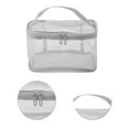thumbnail image 4 of Unique Bargains 1 Pc Large Capacity Drawstring Makeup Bag for Vacation Business Travel Mesh Fabric grey, 4 of 6