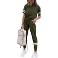 thumbnail image 1 of Womens Short Sleeve Two Piece Outfits Loungewear Sweatsuit Sets Outfits Athletic Tracksuits, 1 of 6
