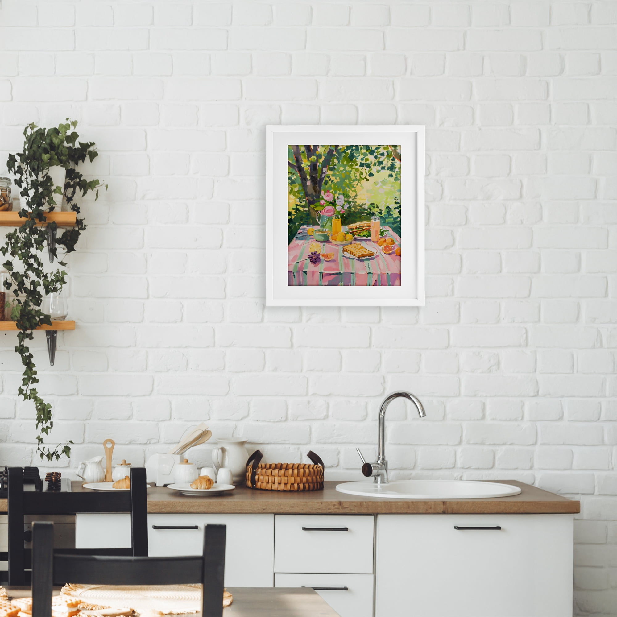 Stupell Industries Breakfast Picnic in Garden White Framed Print Under Glass, design by The Prints Vibe