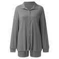 thumbnail image 6 of LIZUOJUN Pajamas for Women Set Shorts Long Sleeve Sleepwear 2 Piece Lounge Set Soft Comfortable Breathable Pjs Loungewear Notch Collar Button Down Pajama Casual Sleepwear - S, 6 of 7
