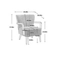 thumbnail image 2 of Accent Chair with Square Armrests, Modern Linen Lounge Chair with Wood Legs, Comfy Armchair for Living Room Bedroom Apartment, Dark Gray, 2 of 9