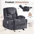 thumbnail image 2 of JMYMRY Recliner Chair with Vibration Massage and Heating for Living Room, Adjustable Rocker with Cup Holders and Side Pockets, USB Charge Port,Gray, 2 of 8