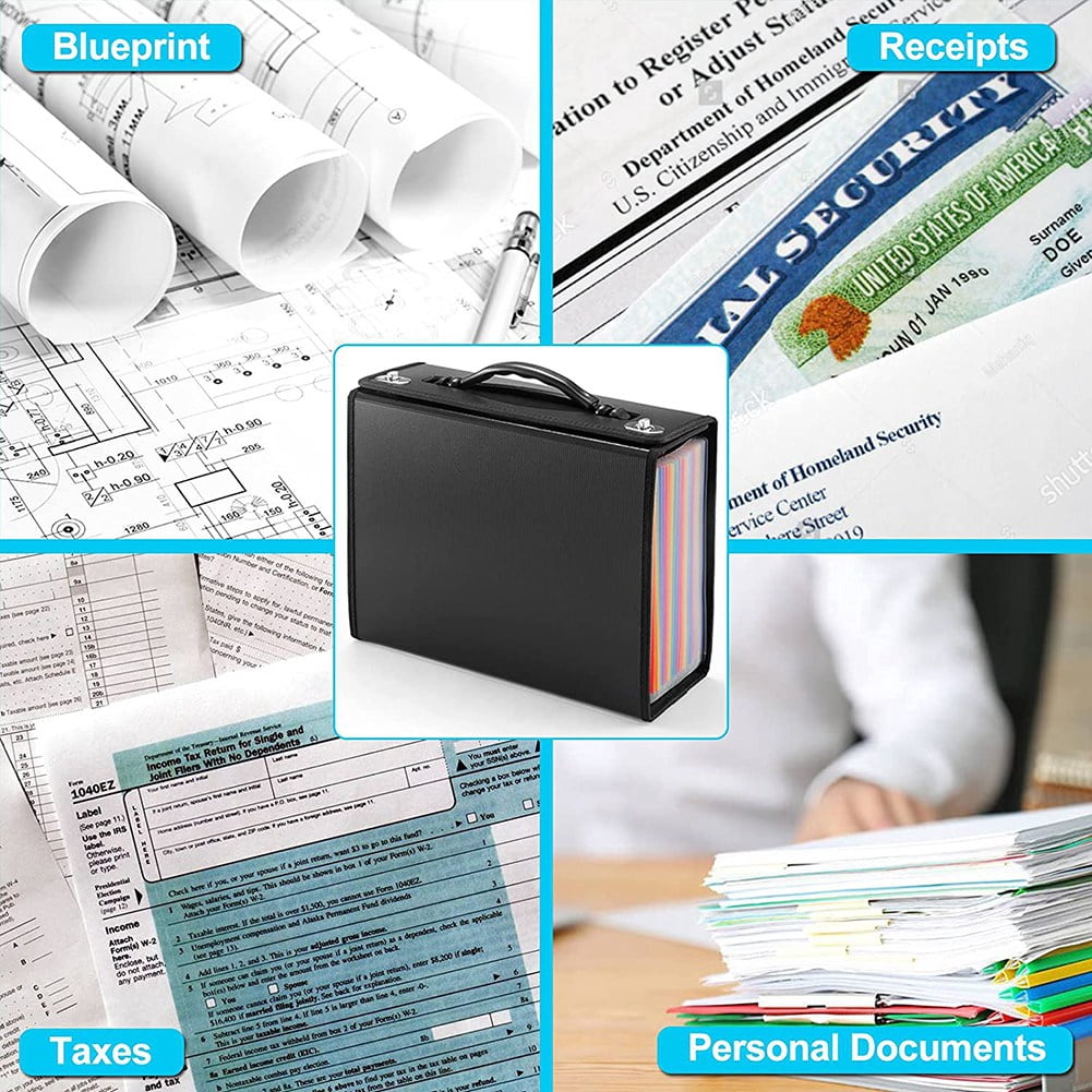 24 Pockets Expanding File Folder Accordian File Organizer for Office