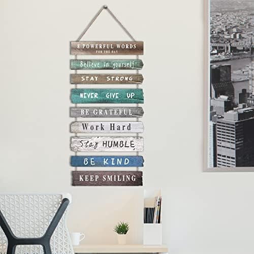 Inspirational Wall ArtDecor for Office, Wooden Rustic Hanging Motivational Wall ArtDecorationSign,Inspiring Positive Quotes Wall Art for Home Living Room Bedroom Bathroom Classroom Gym12"x24"