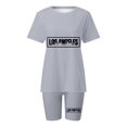 thumbnail image 5 of ibiyuan Outfits For Women 2 Piece Sets Stylish Women's Casual Two Piece Set Round Neck Short Sleeve Top and Shorts Outfit, 5 of 5