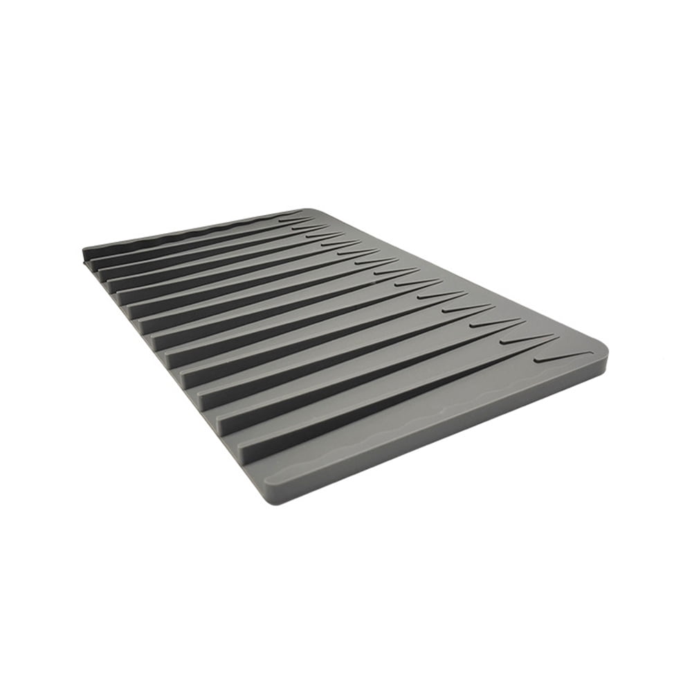 Silicone Dish Drying Mat with Builtin Drain Lip Hygienic Drying Pad