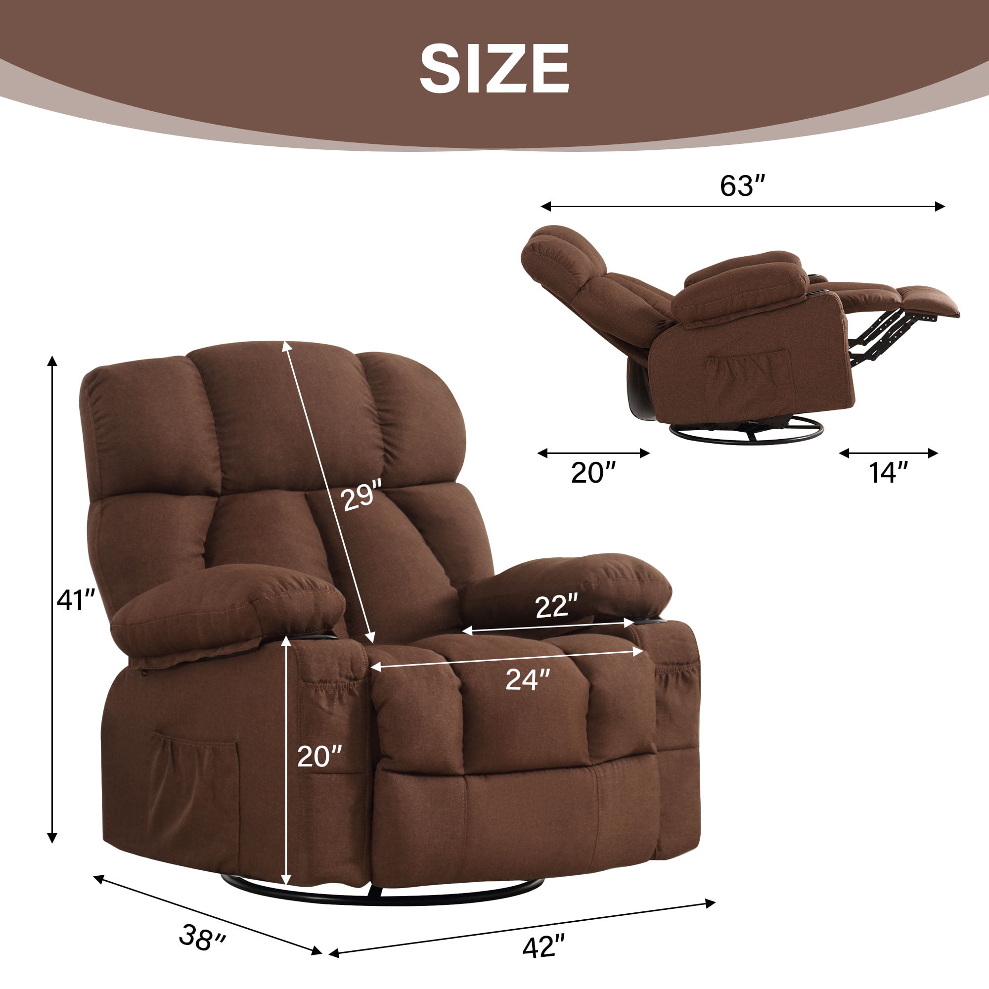 JONPONY Massage Rocker Recliner Chair with Vibration Massage and Heat Ergonomic Lounge Chair for Liv(图3) JONPONY Massage Rocker Recliner Chair with Vibration Massage and Heat Ergonomic Lounge Chair for Liv(图3)