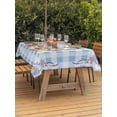 thumbnail image 2 of Outdoor Tablecloth with Umbrella Hole and Zipper, Easter Bunny Rectangle Table Cloth 60x84 Inch Waterproof Tablecloth, Spring Easter Eggs Chick Floral Blue Check Picnic Table Cover for Patio Camping, 2 of 7