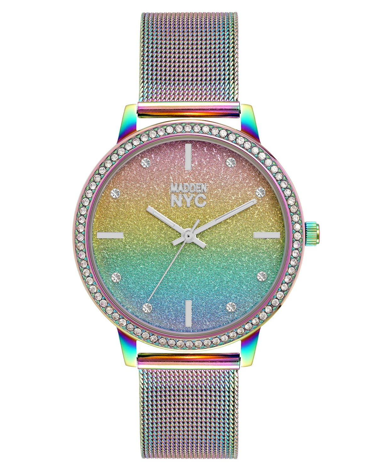 Madden NYC Rainbow Glitter Analog Watch