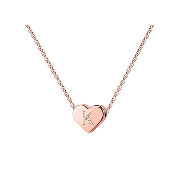 26 Initial Heart Shape Alphabet Collar para Mujeres Collares de Acero Inoxidable para Mujeres A Z 26 Alphabet Initial Collares de Oro Rosa para Mujeres Niñas