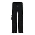 thumbnail image 3 of Pantalones cargo holgados para hombre con bolsillos, pantalones de chándal informales, pantalones holgados para exterior, ropa urbana - Poliéster, ligeros, aptos para todas las estaciones, 3 of 8