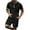 Black, variant on Mens 2 Piece Outfits Waffle Knit Sets Short Sleeve Sweatsuit 1/4 Zip Shirts Matching Shorts Summer Loungewear Set for Men