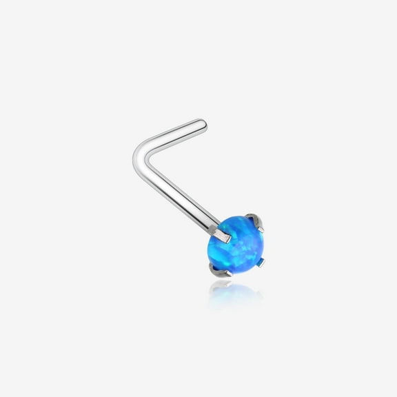 Fire Opal Sparkle Prong Set L-Shaped Nose Ring