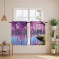 thumbnail image 2 of Spring Flowers Kitchen Curtains 54 Inch Length, Purple Vine Lake Boat Grass Vintage Oil Painting Tiers Curtains for Bathroom Bedroom Cafe, Light Filtering Window Treatment Drapes 2 Panels 42"Wx54"L, 2 of 8