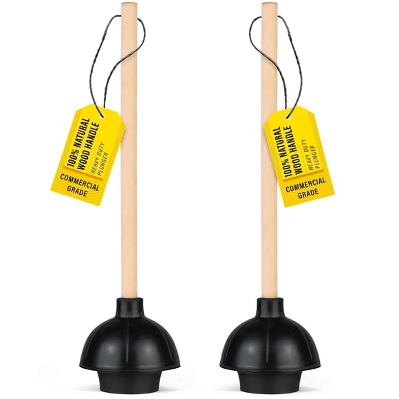 SteadMax Ventouse de Toilette en Caoutchouc, Gobelet à Double Poussée, Robuste, Qualité Commerciale avec Poignée en Bois de 18 Pouces, pour Salle de Bain et Évier de Cuisine
