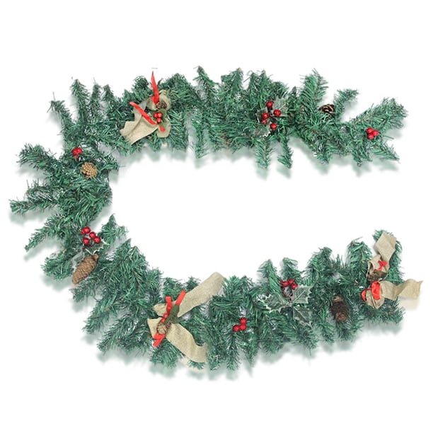 Bewildely Guirnalda de Navidad de mimbre verde Artificial Feliz Navidad, luz de pared para el hogar, plantas falsas, regalo para exteriores, interiores, Kits de decoración para fiestas Bewildely HA009924-00