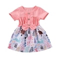 thumbnail image 1 of Robe à Manches Courtes Imprimée pour Petites Filles, Mode Été, Col Rond, Patchwork, 1 of 3