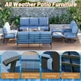 thumbnail image 5 of HOMREST 9 PCS Outdoor Patio Furniture Set with 2 Swivel Rocking Chairs and Metal Coffee Side Table, Patio Conversation Set with 2 Ottomans and 2 3-Seat Sofas, Loveseat for Big Garden, Deck, Poolside, 5 of 9