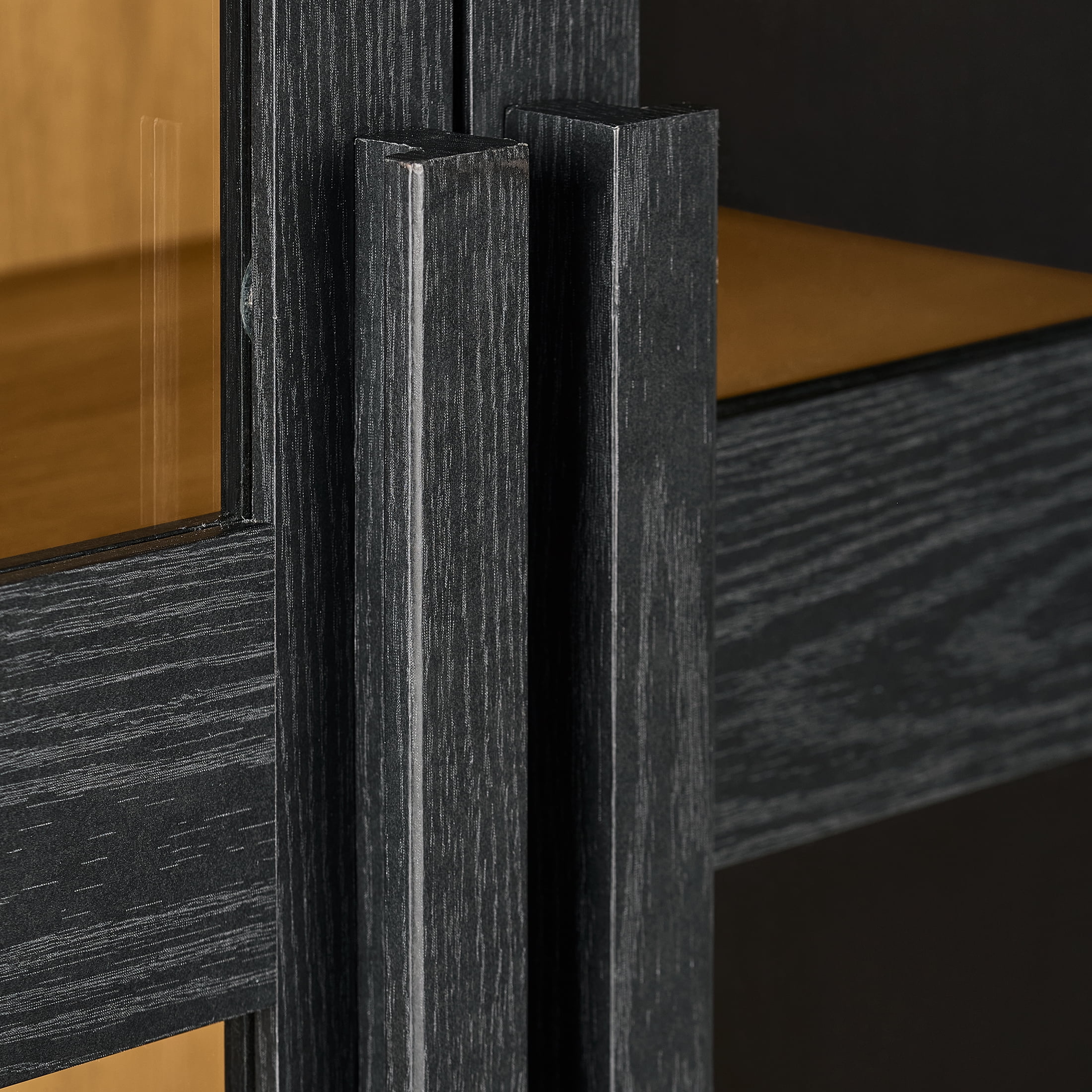 Better Homes & Gardens Ezra Glass Door Storage Accent Cabinet, Rich Black finish