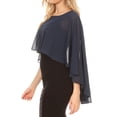 thumbnail image 4 of Sakkas Anya Women's Soft Chiffon Wedding Bridesmaid Bridal Cape Wrap Bolero Shrug - Navy - OS, 4 of 5