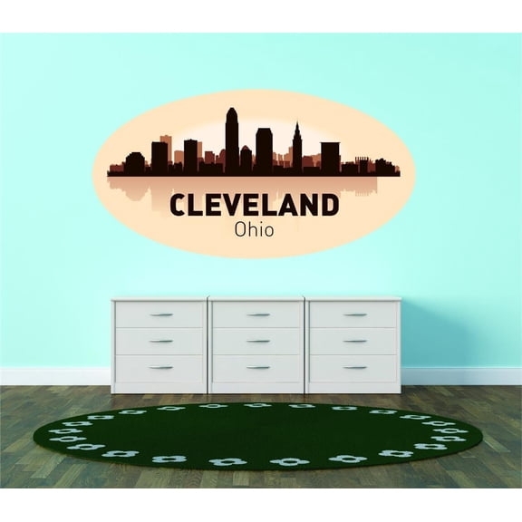 Wall Design Pieces Cleveland Ohio United States Major City Geographical Map Landmark 27x40