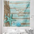 thumbnail image 1 of Starfish Tapestry, Summer Season Sea Travel Retro Boards of Ship Deck Scallops, Fabric Wall Hanging Decor for Bedroom Living Room Dorm, 5 Sizes, Mint Green Turquoise, by Ambesonne, 1 of 1