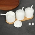 thumbnail image 4 of Ceramic Condiment Jar with Tray,Condiment Pot Spoon and Lid,Seasoning Box,Sugar Bowl Set of 3, 8oz White, 4 of 5