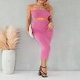 thumbnail image 4 of Femmes Tube Robe Bustier Dos Nu Creux Patchwork Rayé Longue Robe Clubwear M, 4 of 8