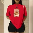 thumbnail image 3 of Playera Blusa De Capybara Comiendo Pretzel Ropa Divertida Para Mujer Capibara Color Rojo Talla Chica Marca Emil SaEs, 3 of 4